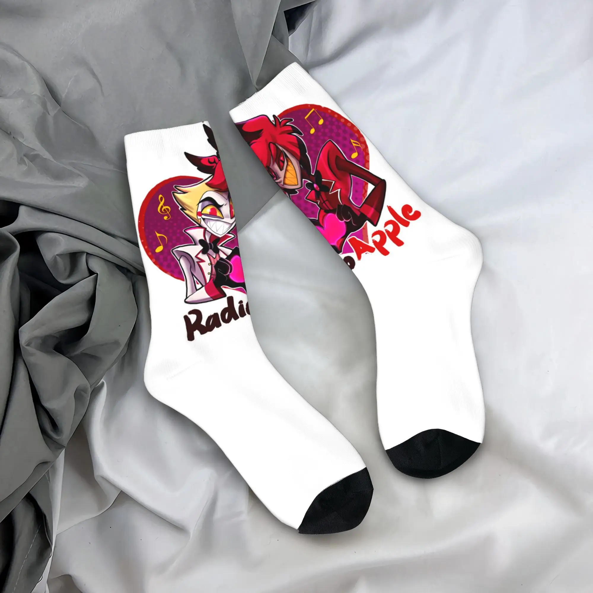 Frauen Männer Socken Hazbins Hotel RadioApple Strümpfe Winter Elegante Hohe Qualität Socken Design Laufen Anti Skid Socken Image