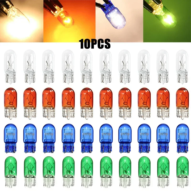 10 stücke Auto T10 Halogen 5W 194 158 Keile 12V Auto Lampe Weiß Glühbirnen Instrument Licht Lesen lichter Freiheit Lampe Zubehör Image