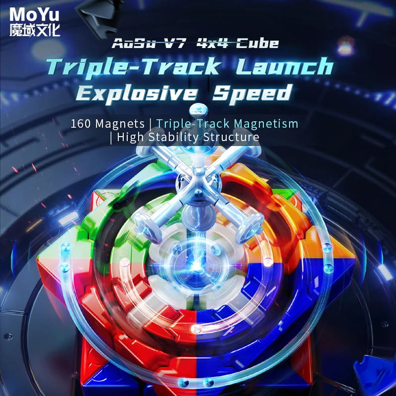 [JudyCube] MOYU AOSU V7 4X4 Track Magnete UV Magic Speed Cube Stickerless Aosu Fidget Toys Aosu v7 Cubo Magico Puzzle Image