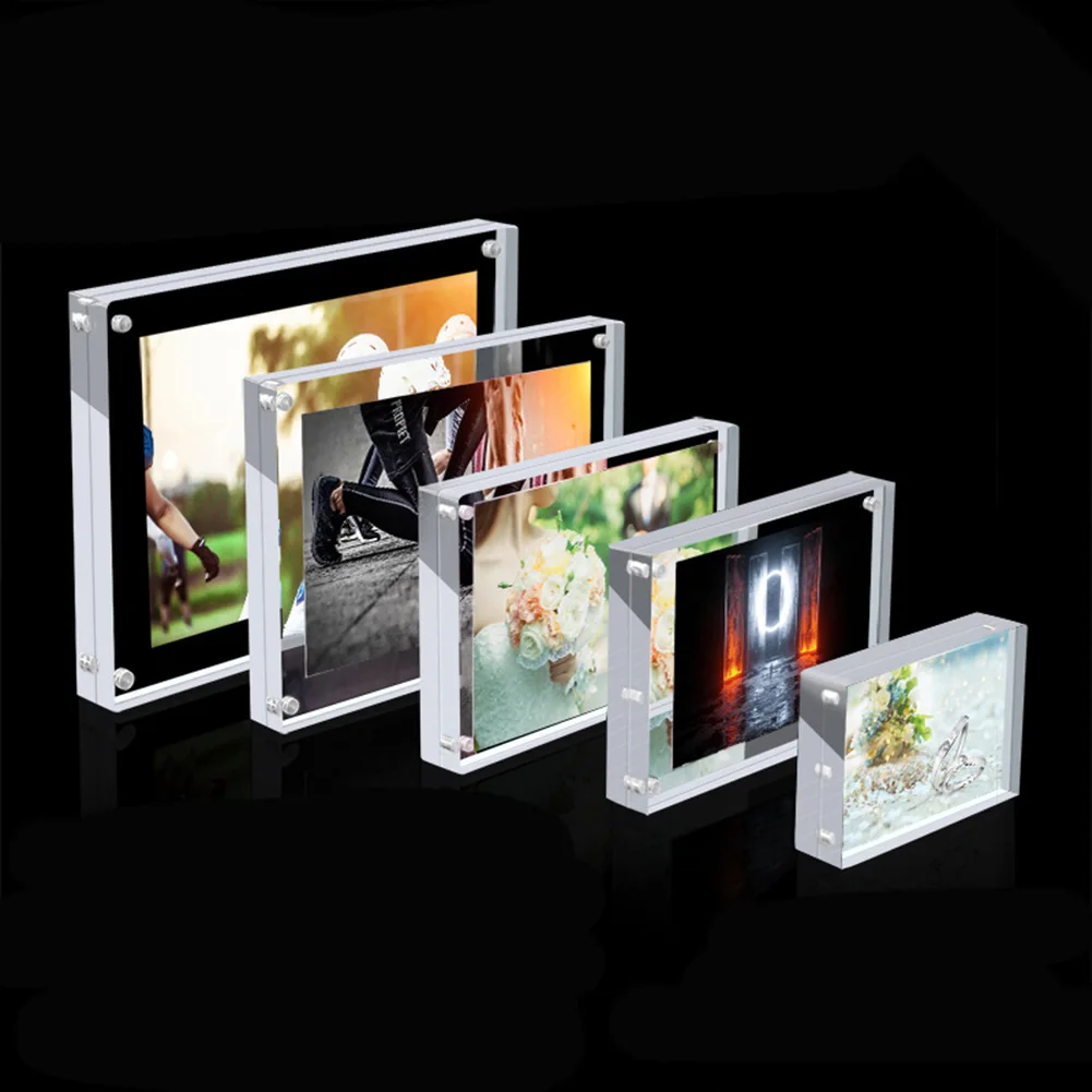 Klar Acryl Bild Foto Rahmen Magnetische Fotokartenhalter Poster Display Ständer Fotorahmen Schützen Büro Desktop Ornament Image