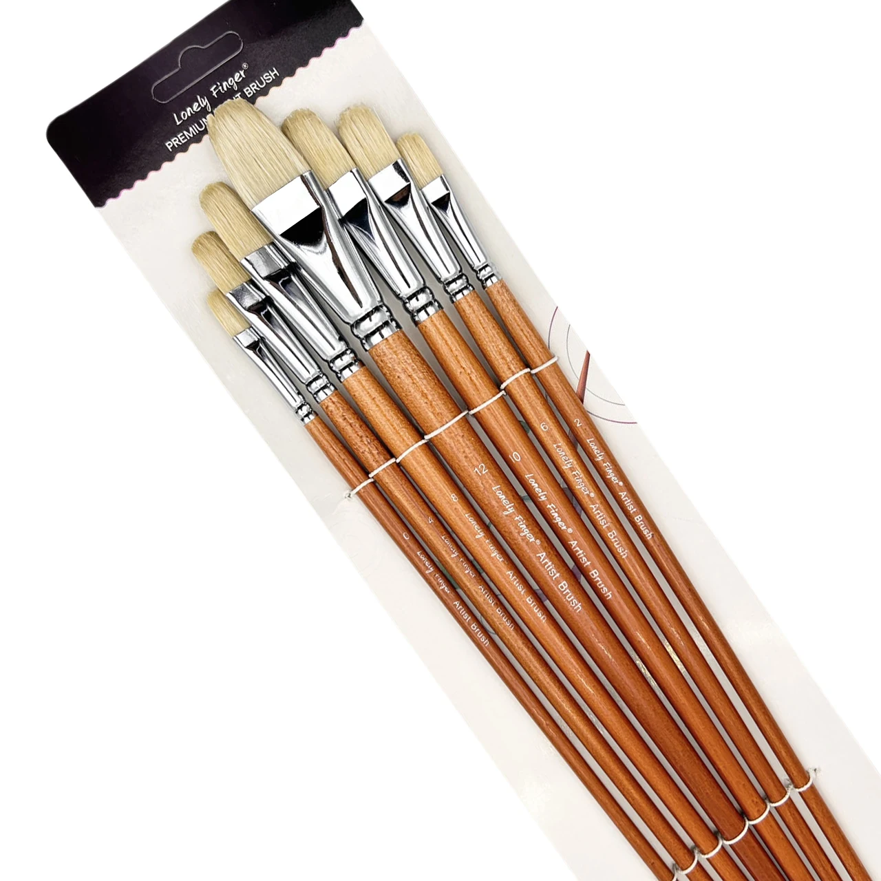 Professionelles Filbert-Ölpinsel-Set mit Schweineborsten, 7-teilig, langer Holzgriff, natürliches Chungking Hog für Öl- und Acrylmalerei Image