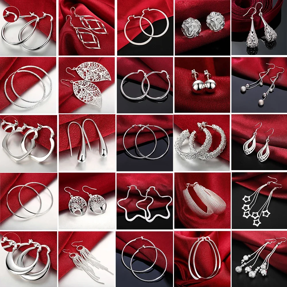 Hochwertige Ohrringe aus 925er-Sterlingsilber, einfache runde Kreis-Creolen für Damen, modisch, Hochzeit, Verlobung, Charm-Schmuck Image