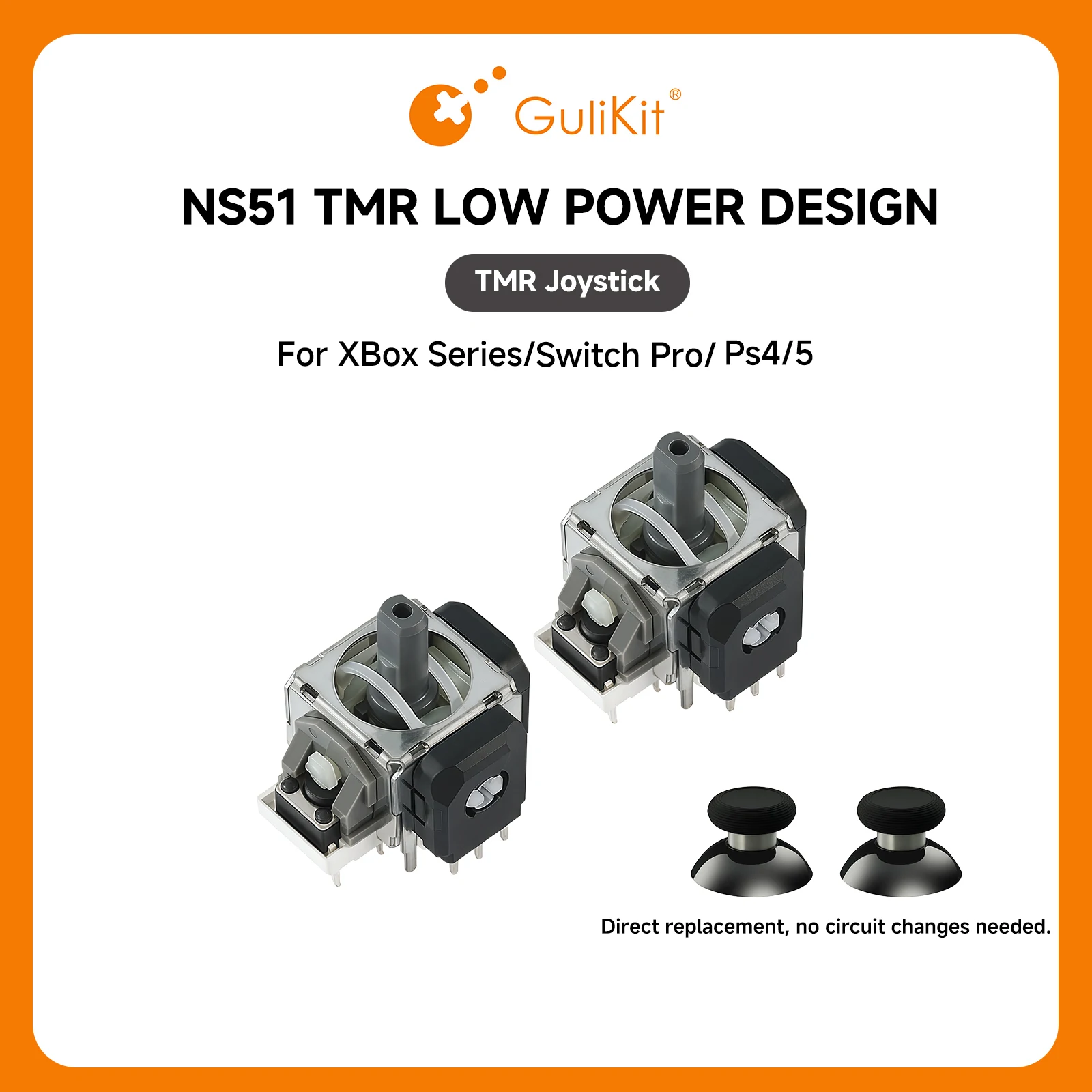 GuliKit TMR Elektromagnetischer Joystick für PS5 Xbox PS4 Switch Pro Controller Ersatz-Daumenstick Ohne Drift-Reparaturteile Image