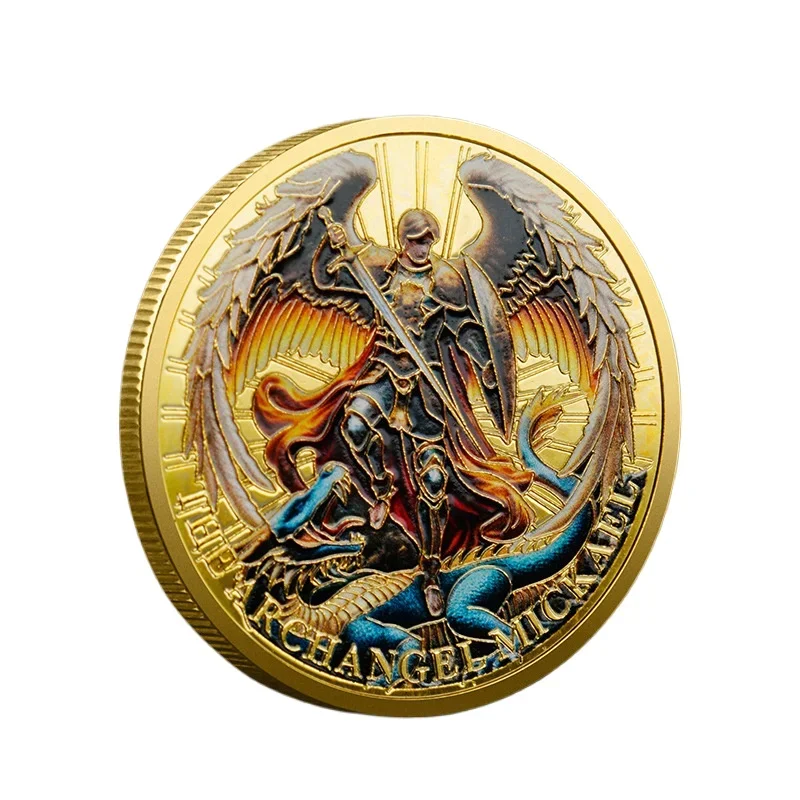 Der Erzengel Michael vergoldete Sammlermünze Erzengel Schutzengel Gedenkmünzen Image