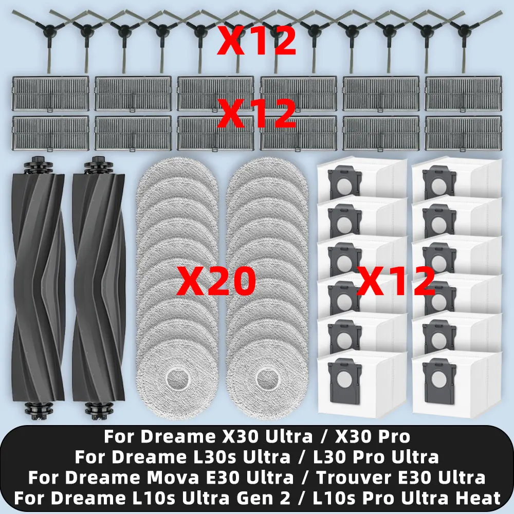 Kompatibel für Dreame Mova E30 Ultra / L10s Ultra Gen 2 / L10s Pro Ultra Heat / X30 Ultra / X30 Pro / L30s Ultra / Trouver E30 Ultra ersatzteile zubehör hauptseite bürste hepa filter mop tuch staubbeutel Image