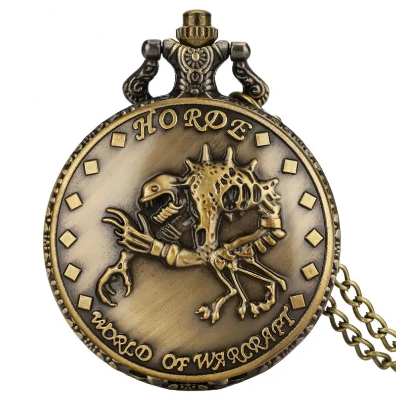 Retro Bronze 3d Skorpion antike Uhr Geschenke Quarz Taschenuhr Anhänger Halskette Anime Cosplay Uhr Anhänger Kette Schmuck für Männer