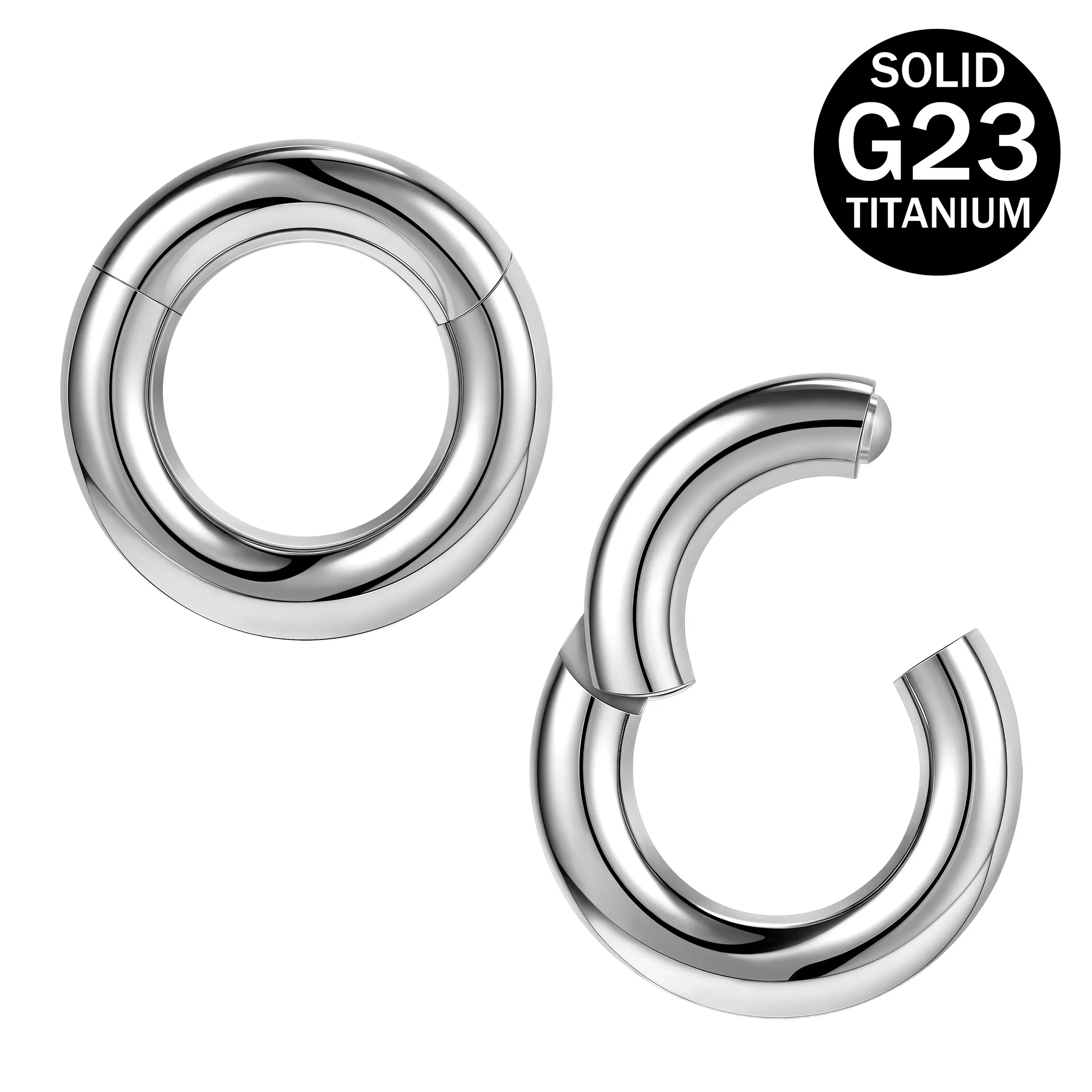 ZS 1PC G23 Titan Creolen für Frauen Silber Überzogene Kreis Ohrring Große Gauge Seputm Nasenring 2/4/6/8/10/12G Punk Ohrring