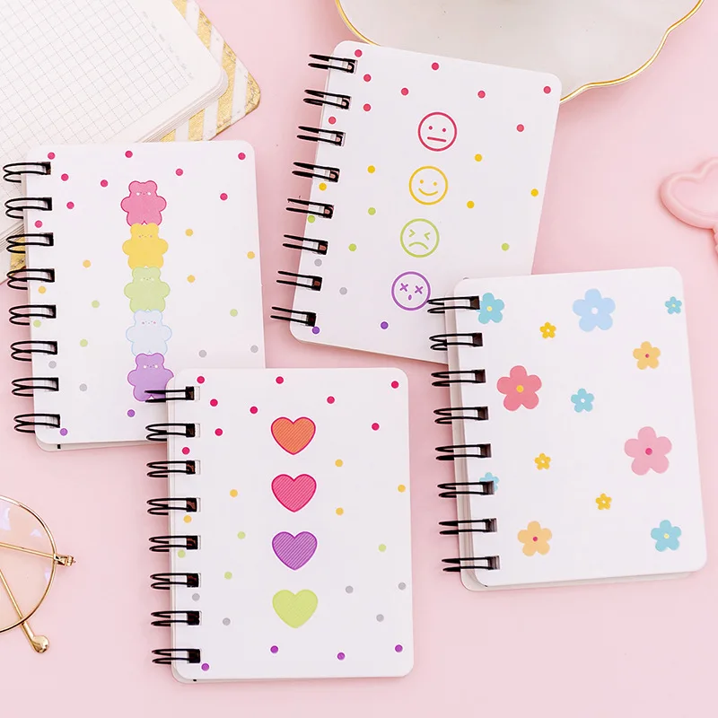 A7 Taschenbuch-Notizbücher, kleine Blume, Liebe, klein, niedlich, seitlich umklappbar, Spulenbuch, Student, Mini, tragbar, umklappbarer Notizblock