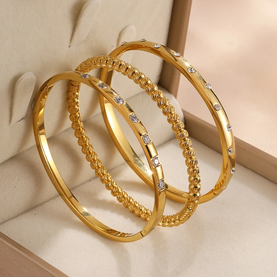 Yupsk 3 Teile/satz 316L Edelstahl Armband Mit Buling Zirkon Intarsien Vielseitig Lichtecht Stapelbar Schmuck Geschenk für Frauen Image