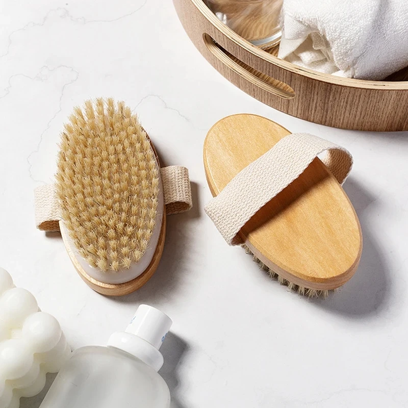 1pc Natur borsten bürste nass trockene Haut Körper bade bürste Peeling Reinigungs wäscher Bürste Körper manuelle Spa Dusche sanfte Massage Image