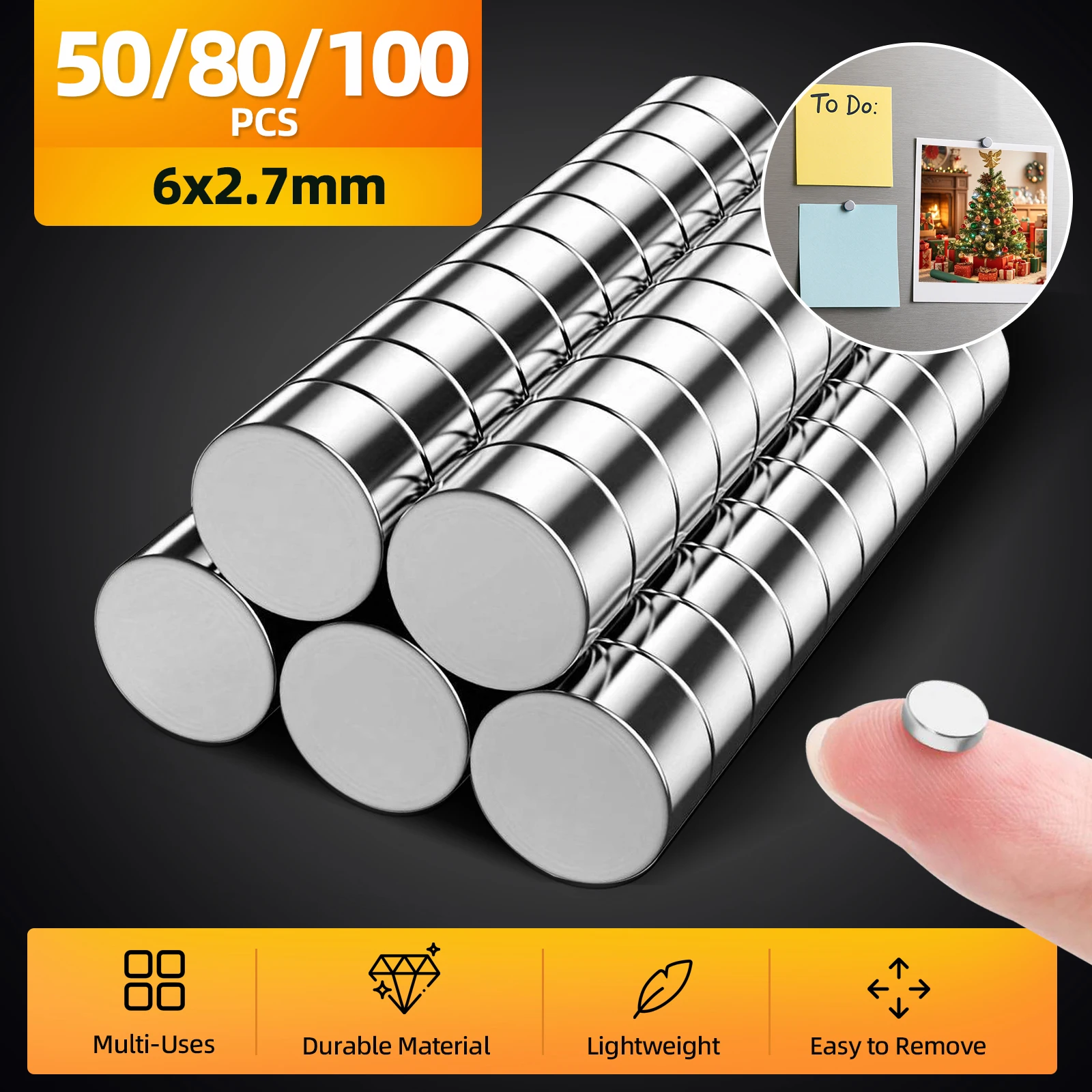Kleine 6 x 3 mm Kühlschrankmagnete, 50/80/100 Stück kleine runde Mehrzweck-Kühlschrankmagnete, Büromagnete für Büro, Kühlschrank, Küche