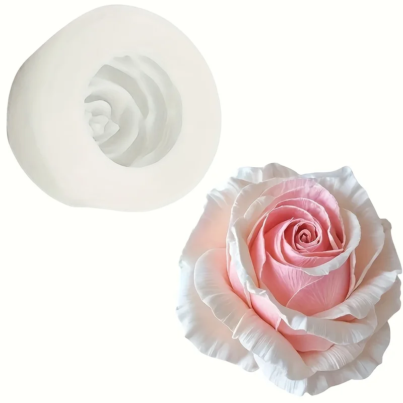 Elegante rosa und weiße Rosen-Silikonform – hochwertig, langlebig, wiederverwendbar, weich, zum Gießen von Harz, Ton, Aromatherapie, Schmuckherstellung