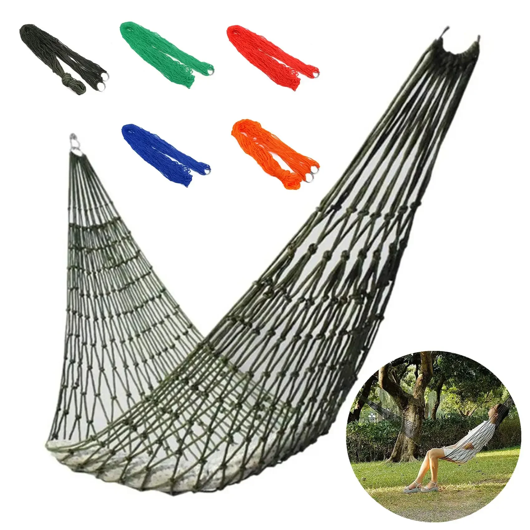 1/3/5PCS Tragbare Garten Im Freien Verdickt Nylon Seil Hängematte Indoor Mesh Hängematte Tragbare Einfache Hängematte schaukel Stuhl Camping