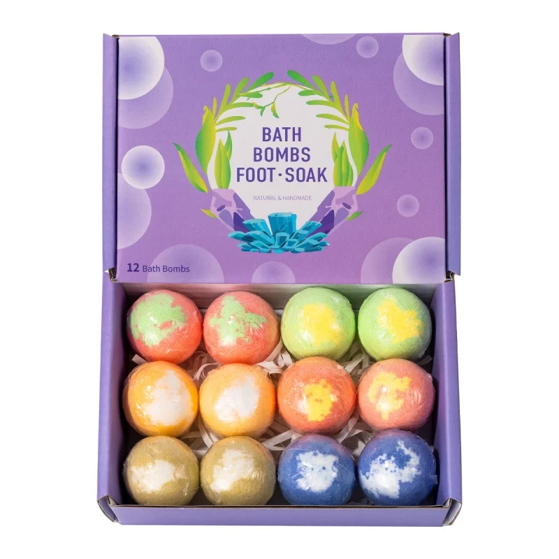 12 stücke Bad Blase Ball Kit Ätherisches Öl Bad Salze Hautpflege Peeling Feuchtigkeitsspendende Dusche Bad Bälle Zubehör Entspannende Image