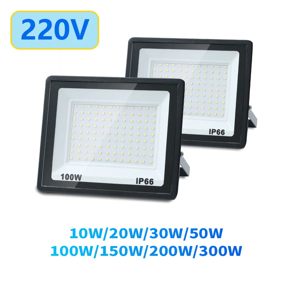 LED-Flutlicht, IP66, wasserdicht, AC220 V, 10 W, 20 W, 30 W, 50 W, 100 W, 150 W, 200 W, 300 W, Strahler, Garten, Straße, Tor, Wandfluter im Freien