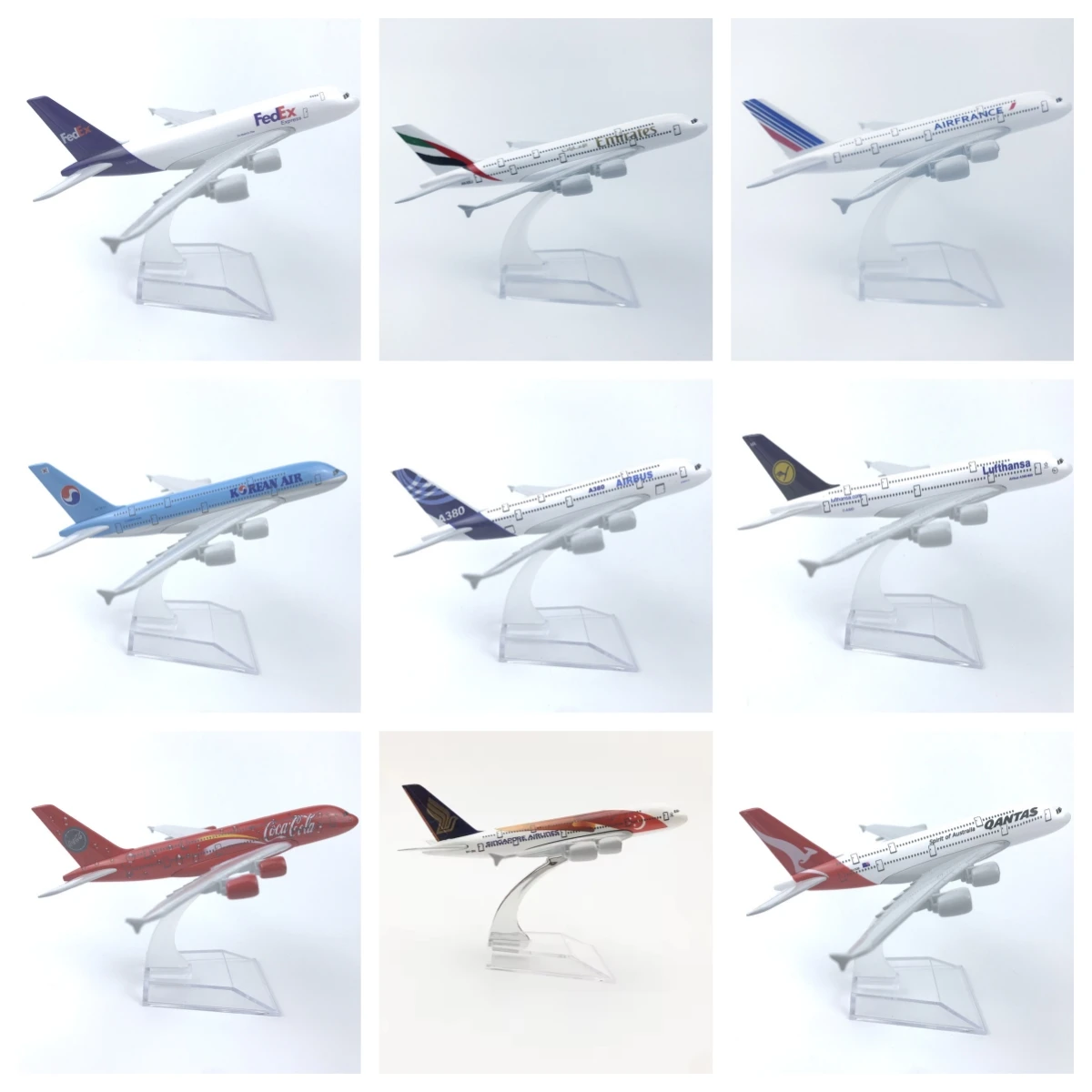 16 cm A380-Serie Flugzeugset Legierung Metalldruckguss Flugzeuge Spielzeug Airbus 380 Flugzeugmodell als Sammlungsgeschenk Image