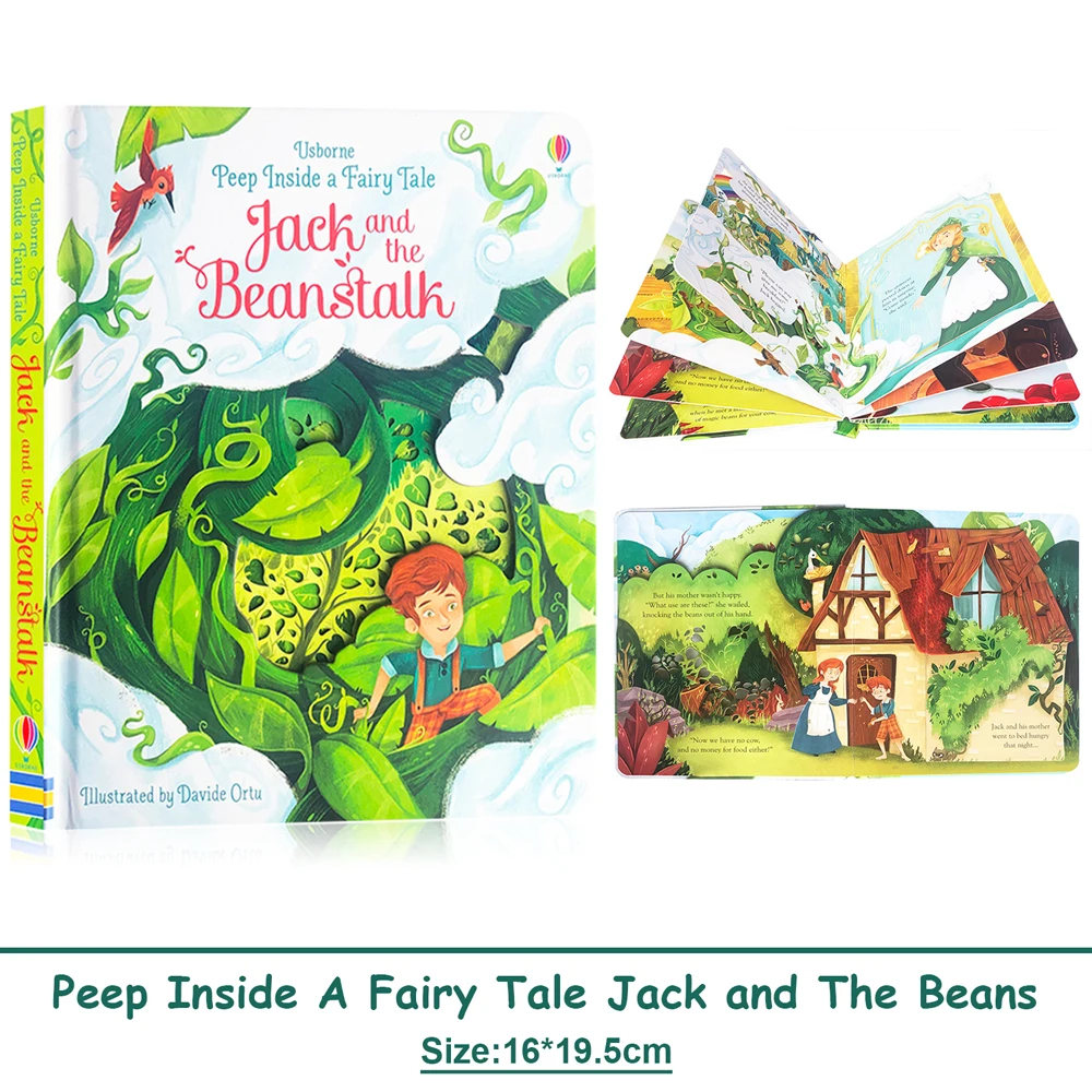Usborne Peep Inside A Fairy Tale Jack und The Beanstalk Early Education Interactive Activity 3D Flap English Picture Book Image