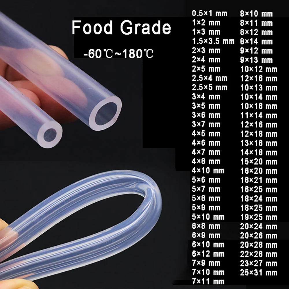 Klarer, transparenter, lebensmittelechter Silikonschlauch, Schlauch, Aquariumpumpe, weicher Schlauch, flexibel, für Bier/Getränk/Milch/Wasser, 0,5 mm ~ 25 mm Innendurchmesser Image