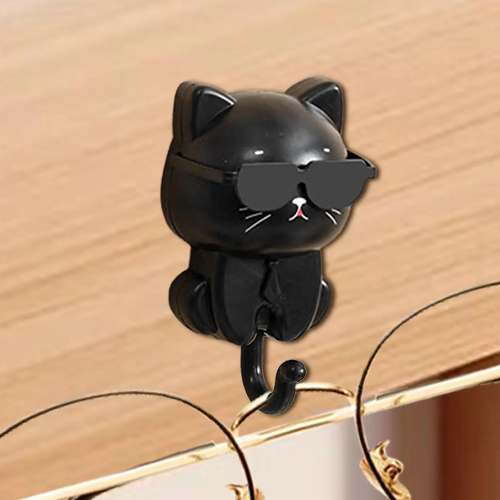 Kleiderhaken, Katzen-Schlüsselhalter, süßer Katzen-Schlüsselhaken mit Sonnenbrille, selbstklebende Kleiderhaken, Schlüsselhalter für die Wand, dekorativ für Mantel, Tasche