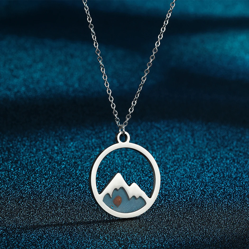 Kinitial April Muttertagsgeschenk Edelstahl zarte Senfsamen Halskette, Move Mountains, christlicher Schmuck, Senfsamen Image