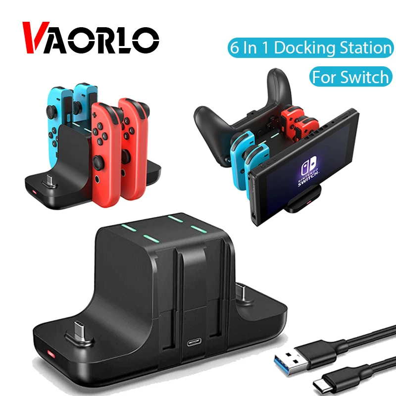 6-in-1-Ladegerät für NS Switch mit 4 Joy-Kons und 2 Pro-Controllern NS Joycon Joy Con Ladestation Ladeständer Gaming-Zubehör Image