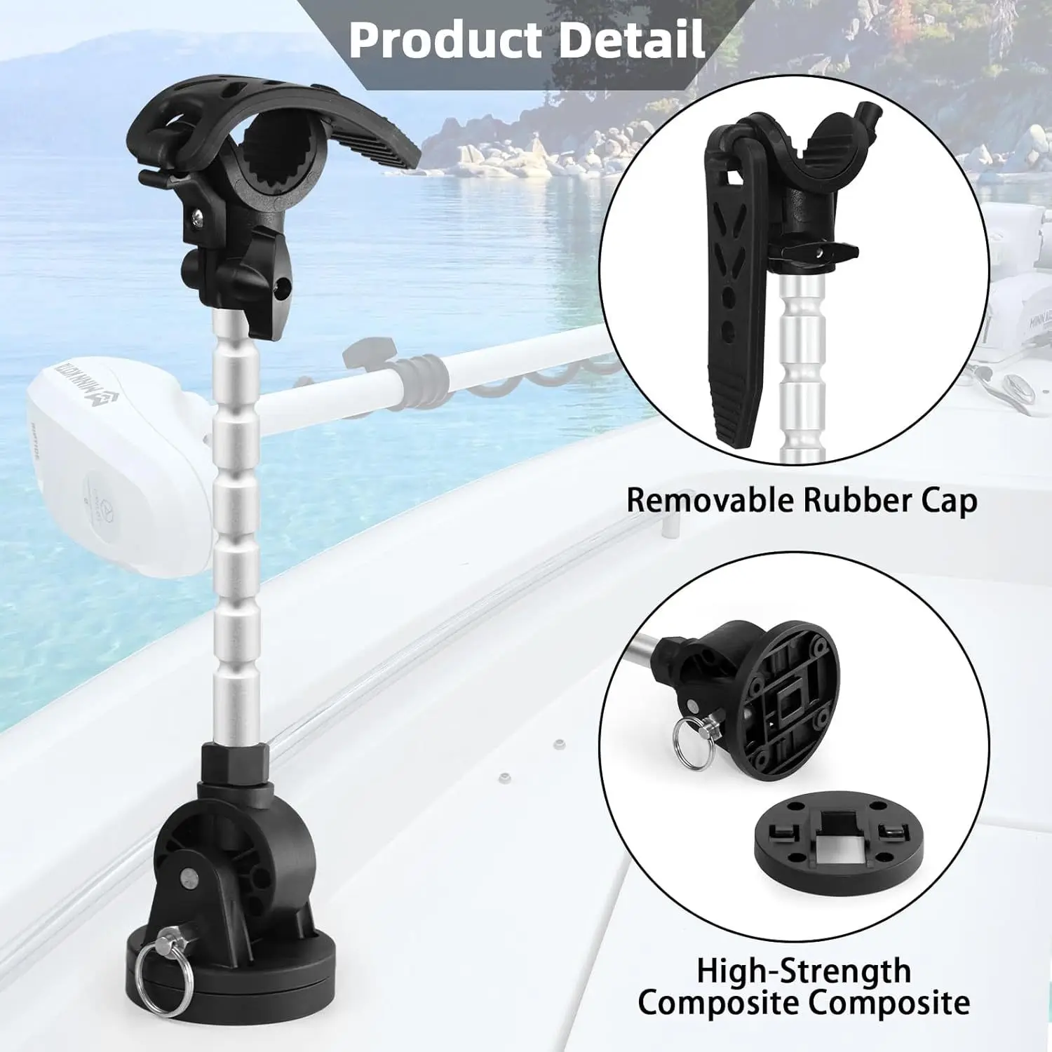 Marine-Trollingmotor-Stabilisatorhalterung, verstellbare Halterung für Minn Kota Terrova Ulterra Riptide PowerDrive Image