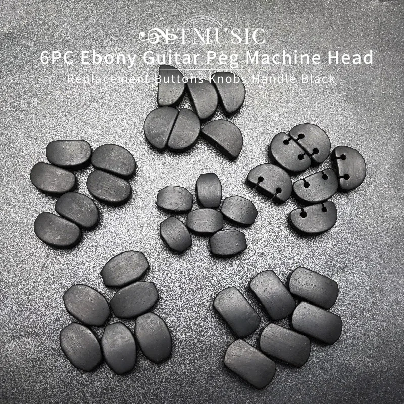 6 Stücke Ebenholz Gitarre Stimmwirbel Mechaniken Ersatzknöpfe Knöpfe Griff Schwarz Image