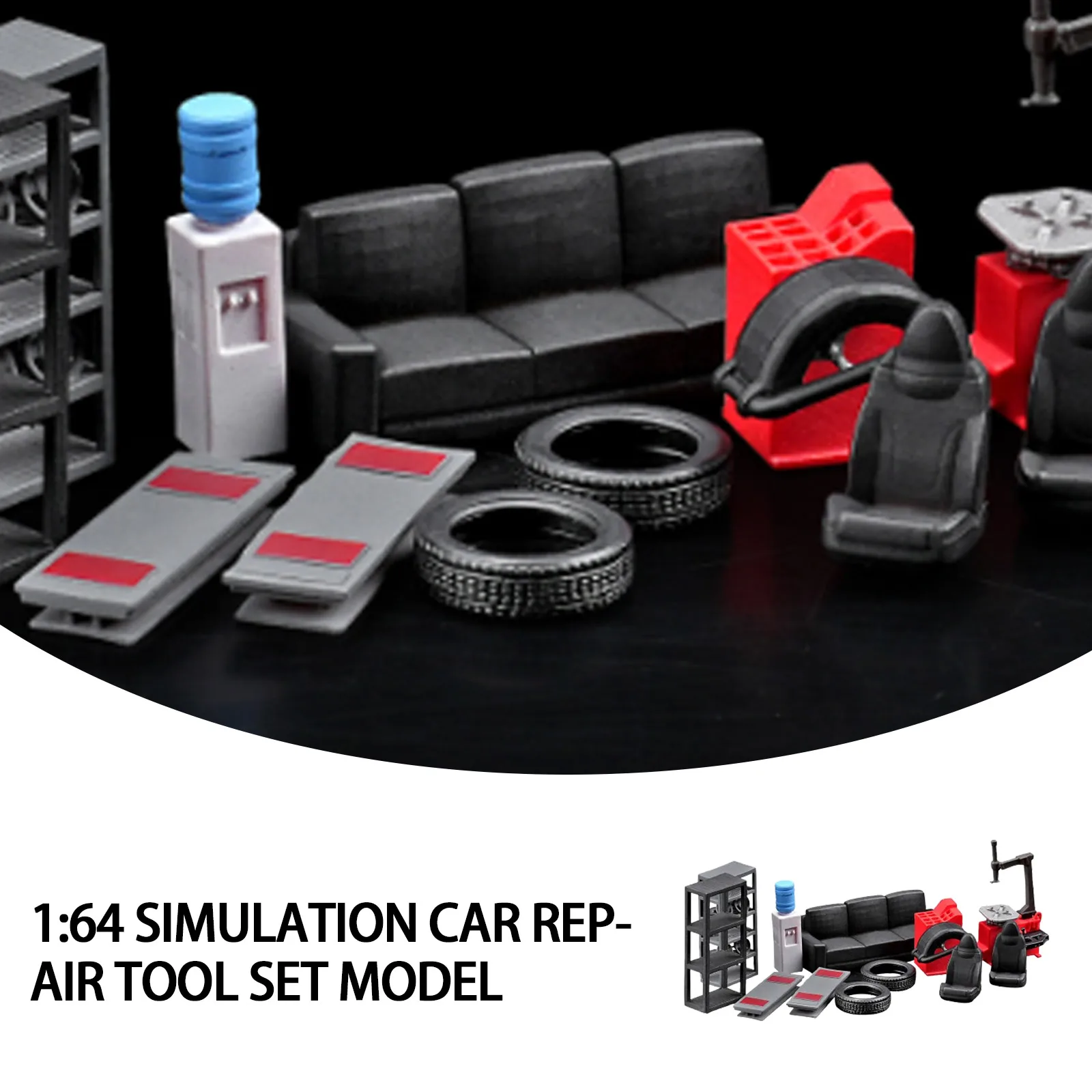 12PCS Diorama 1/64 Auto Reparatur Werkzeuge Modell Set Garage Szene Display Requisiten Modell Image