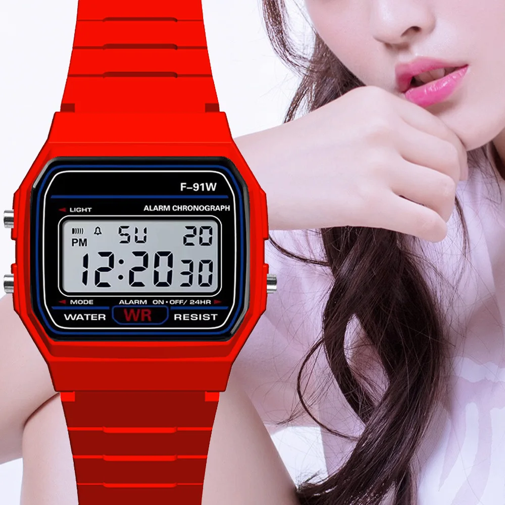 Rosa Kinder Digitale Uhren Silikon Band Jungen Mädchen Elektronische Uhr Chronograph Alarm Nette Studenten LED Uhr Montre Enfant Image