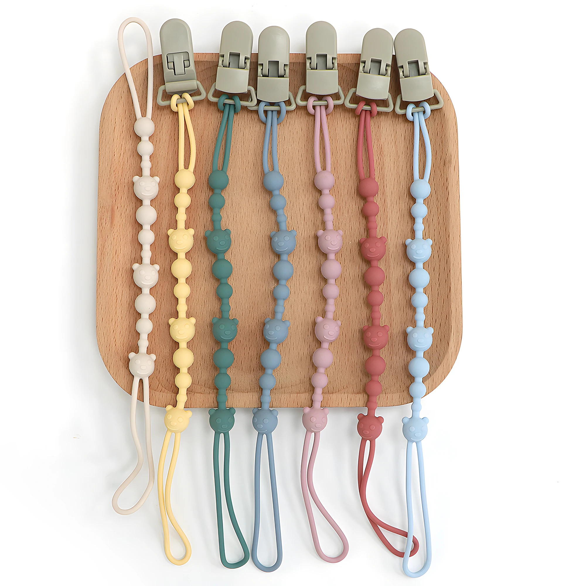 Beruhigende Schnuller Anti-kette Baby Kinderwagen Beißring Anti-verlust Kette Baby Silikon Schnuller Clip Spielzeug Beißen Kleber Lanyard Image