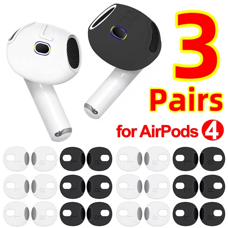 1/2/3 Paar für Apple AirPods 4, Silikon-Ohrhörer-Abdeckung, Ohrstöpsel, rutschfeste Kopfhörer-Ohrstöpsel für AirPods 4. Generation, Schutzhülle Image