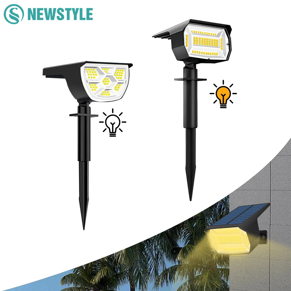 1/2/4PCS Solar Spot Licht 68/72 LED Outdoor Garten Solar Landschaft Strahler Wasserdicht 3 Modi wand Licht Tür Hinterhof Garage
