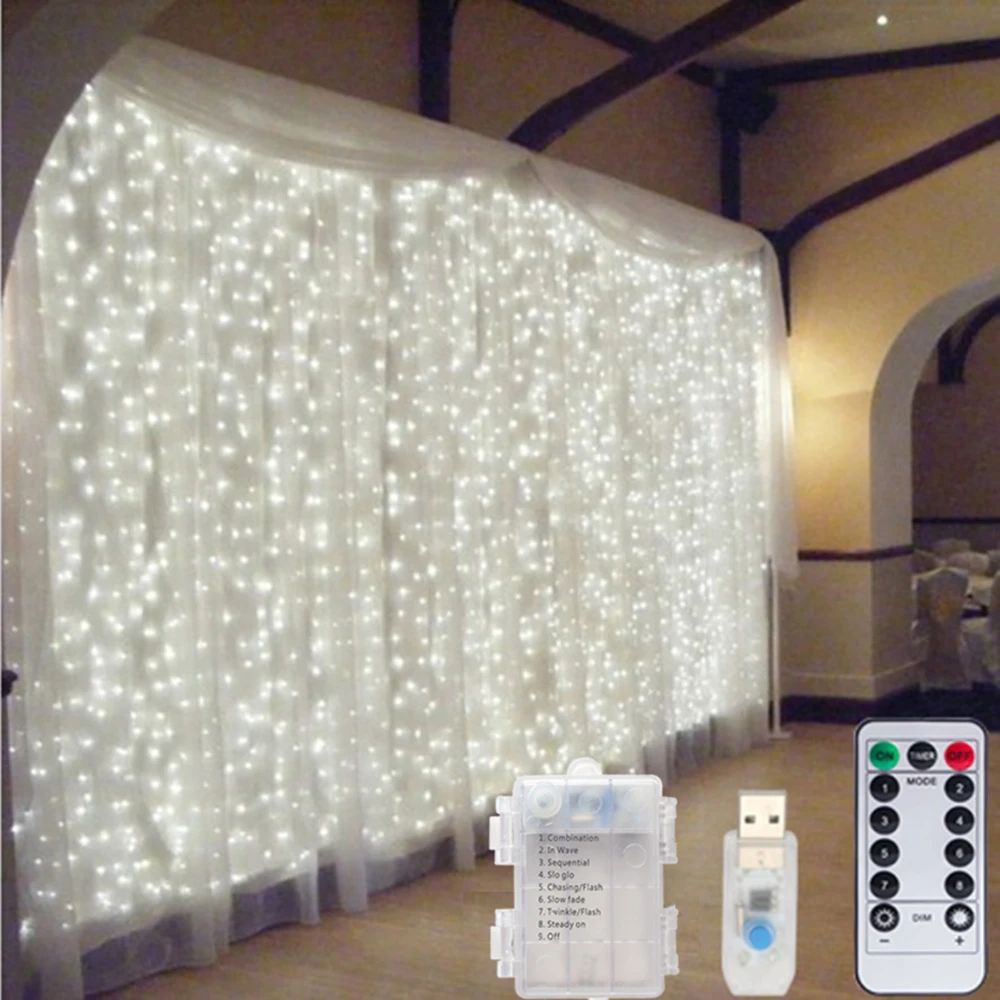 LED Vorhang Lichterketten USB batterie betriebene Lichterketten Weihnachts girlande für Neujahr Party Hochzeit Camping Home Dekoration