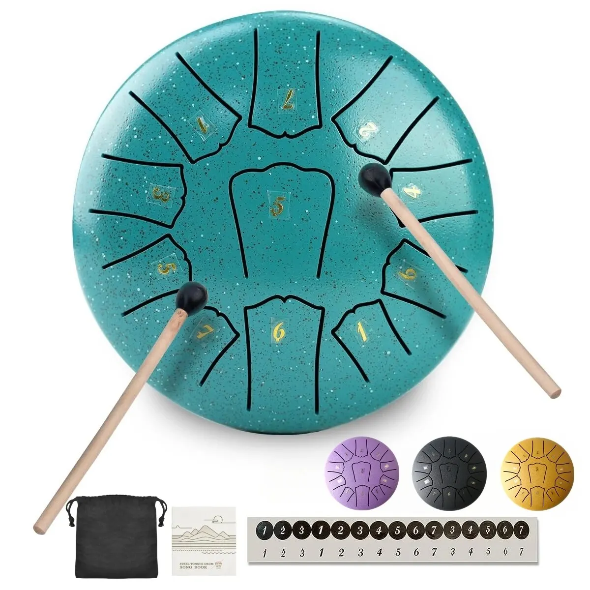 Miwayer Mini Stahl Zunge Trommel 6 Zoll 11 Noten hohle Trommel Musik Trommel ätherische Trommel Yoga Meditation Trommel Percussion Instrumente Image