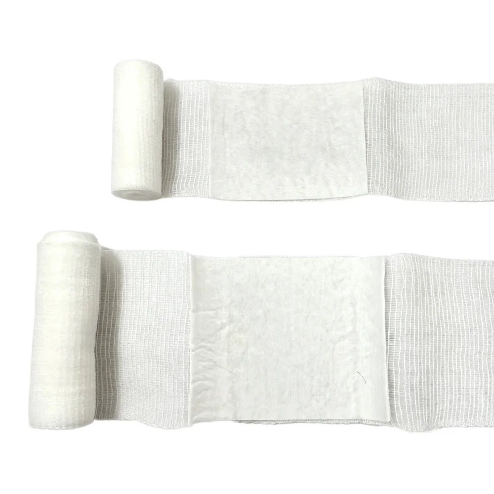 6 Stück medizinische sterile Mullbinde, Rolle, PBT, elastisch, blutstillend, Trauma, Wundversorgung, Erste Hilfe, Reise, saugfähige Pads, Einweg-Set Image