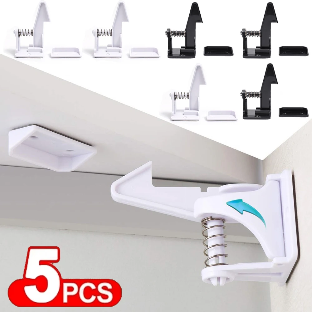 1-5PCS Unsichtbare Schublade Schlösser Haken Frühling Schublade Schloss Kind Anti-prise Sicherheit Schlösser Schublade Schrank schloss Schutz Werkzeuge Image
