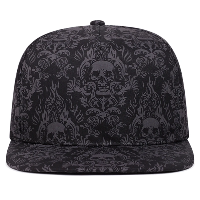 2025 neue Mode voller Schädel Druck Baseball Hut Straße personalisierte Hip Hop Hut Outdoor tägliche Dekoration Hut Unisex flache Kante Hut