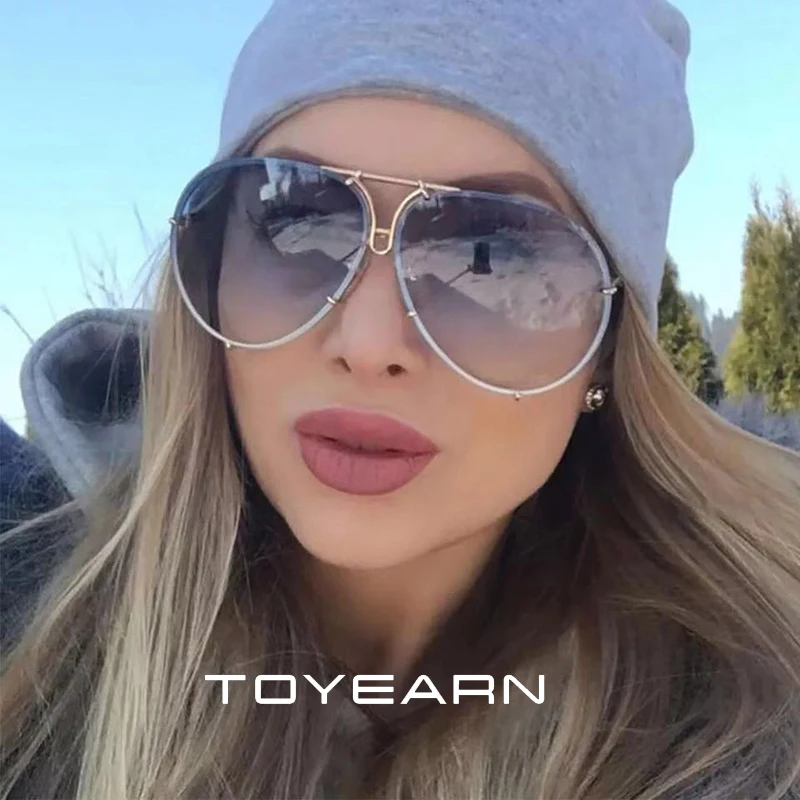 2025 neue Mode Pilot Sonnenbrille Frauen Übergroße Luxus Sonnenbrille Für Weibliche Kühlen Spiegel Vintage Dame Gradienten Shades UV400 Image