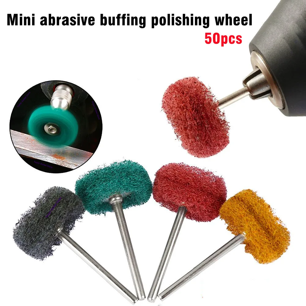 50 Stück Mini Nylon Schleifkopf Polierbürste Scheuerschwamm Schleifpolierscheibe Grat für Drehwerkzeuge/Polierer/Handbohrmaschine Image