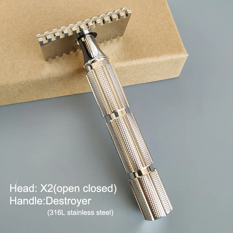 Dscosmetic X2 316L edelstahl double edge sicherheit rasiermesser cpen kamm für mann nass rasieren Image
