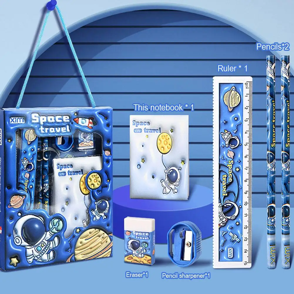 NEUE kinder Nette Schreibwaren Sets Cartoon Schreibwaren Set Bleistift Lineal Radiergummi Spitzer Student Schreibwaren Image