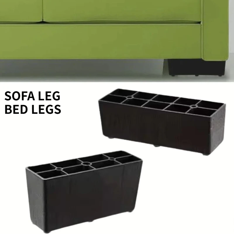 4 Stück Kunststoff-Sofa- und Bettbeine mit geradem Stützbein, geeignet für TV-Ständer, Sofas, Betten – schwarze Möbelbeine, Sofabeine Image