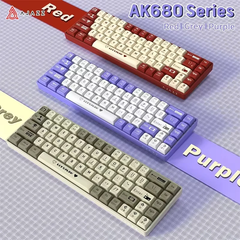 AJAZZ AK680 65% Kabelgebundene Gaming-Mechanische Tastatur Hot-Swap Mini-Tastatur Anpassbare Tastenkappen Gasket-Montage für PC Laptop Image