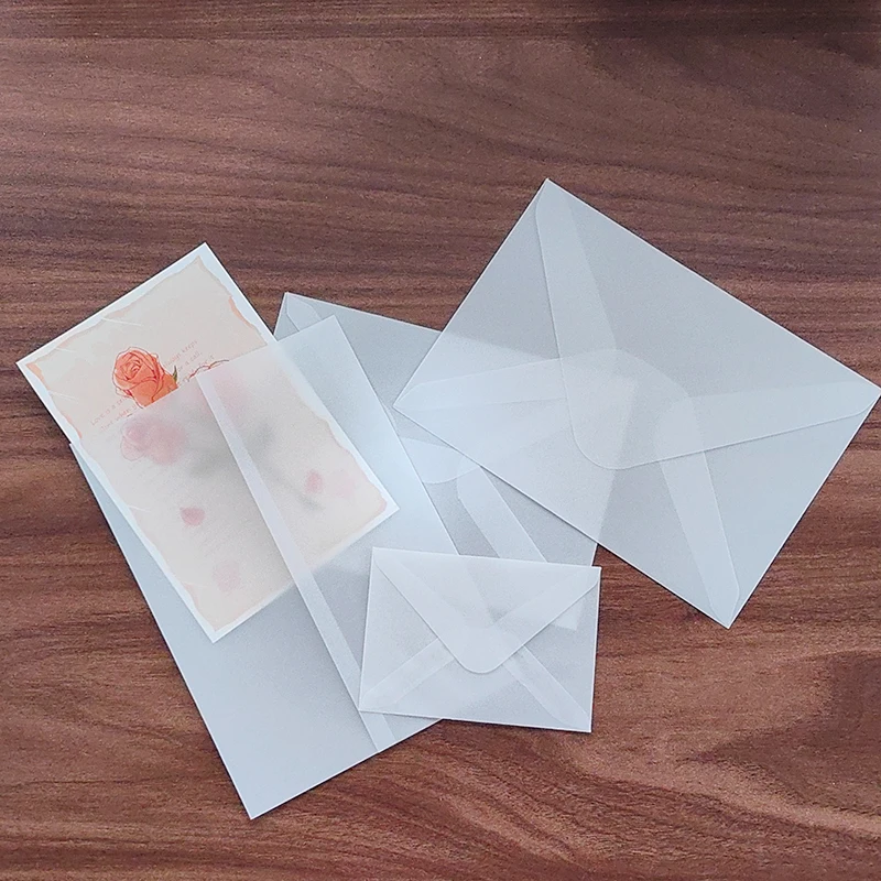 50 Stück durchscheinende Umschläge für Hochzeit, 120 g Schwefelsäure-Papier, Einladung, kleine Unternehmen, Schreibwaren, Aufbewahrungstasche Image