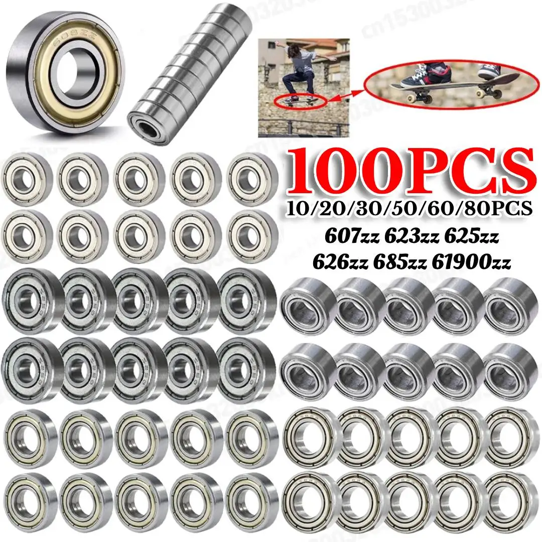 10–100 Stück Rillenkugellager 607zz 623zz 625zz 626zz 685zz 61900zz doppelt geschirmter Miniatur-Hochkohlenstoffstahl einreihig Image