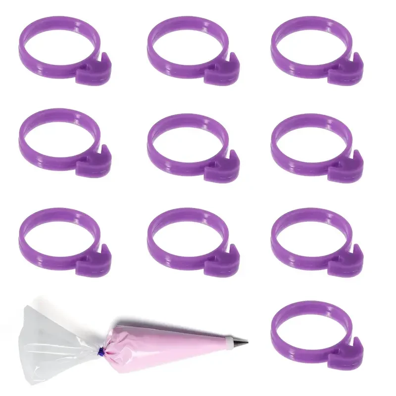 10er-Pack Silikon-Kuchenbeutel-Clips, Krawatten, fester Ring, dekorative Tasche, Gummibänder, Bündelung, auslaufsichere Gebäckwerkzeuge für Buttercreme Image
