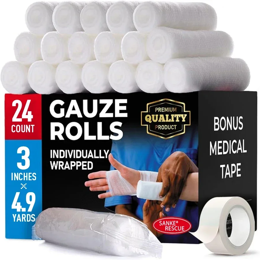 12-24 teile/los 7,5 cm X 4,5 m Baumwolle PBT Elastische Bandage Medizinische Versorgung Konforme Erste Hilfe Gaze Für Wunde verband Notfall Pflege Image