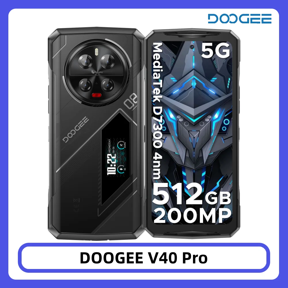 DOOGEE V40 Pro 5G Robustes Smartphone mit 36GB RAM + 512GB ROM, Dimensity 7300, 6,78 Zoll FHD+ Display, 200MP Kamera, 8680mAh Akku, NFC Image