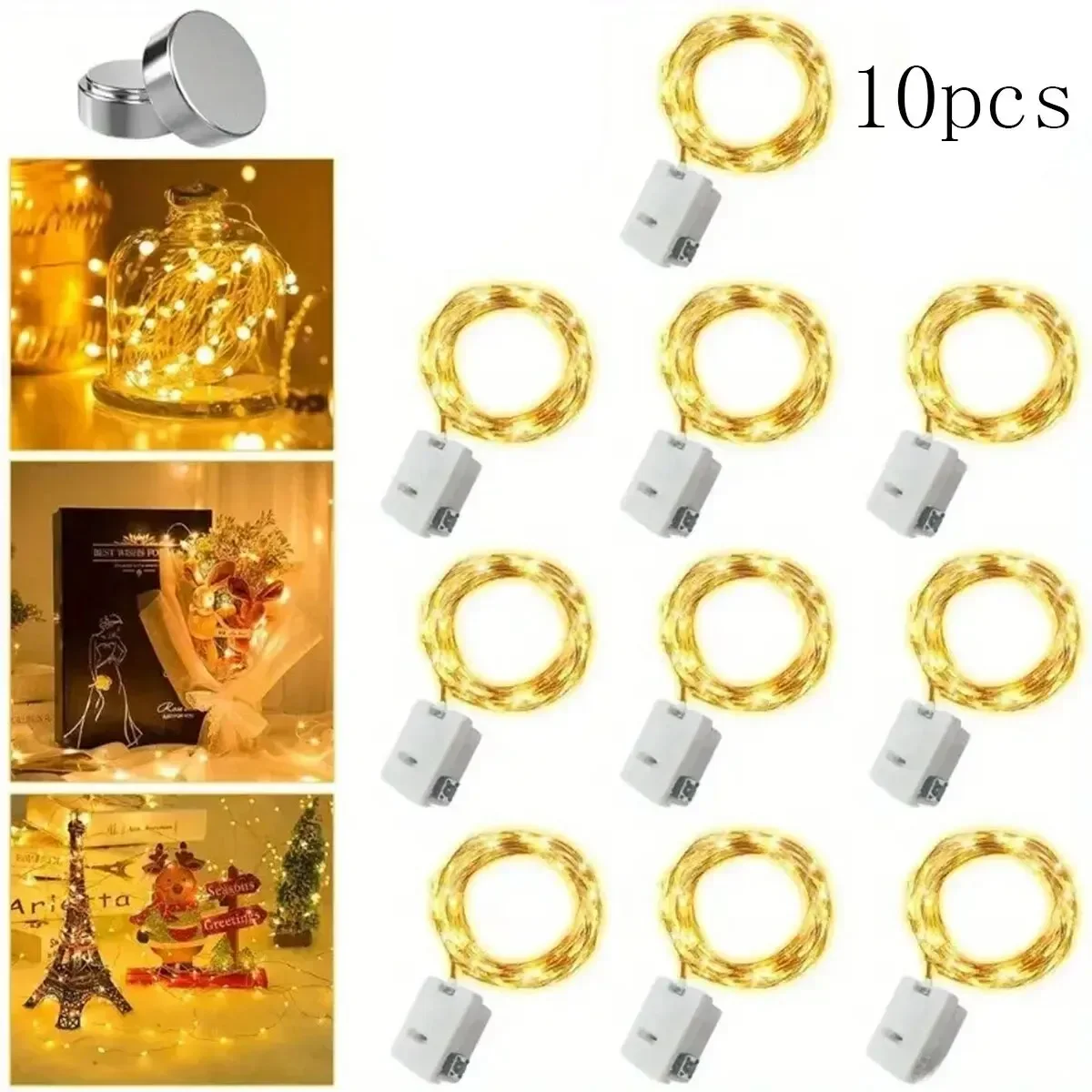 10 stücke LED Lichterketten Batterie Betrieben Farbige Atmosphäre Fee Girlanden Licht Für Outdoor Zimmer Hochzeit Party Festival Decor