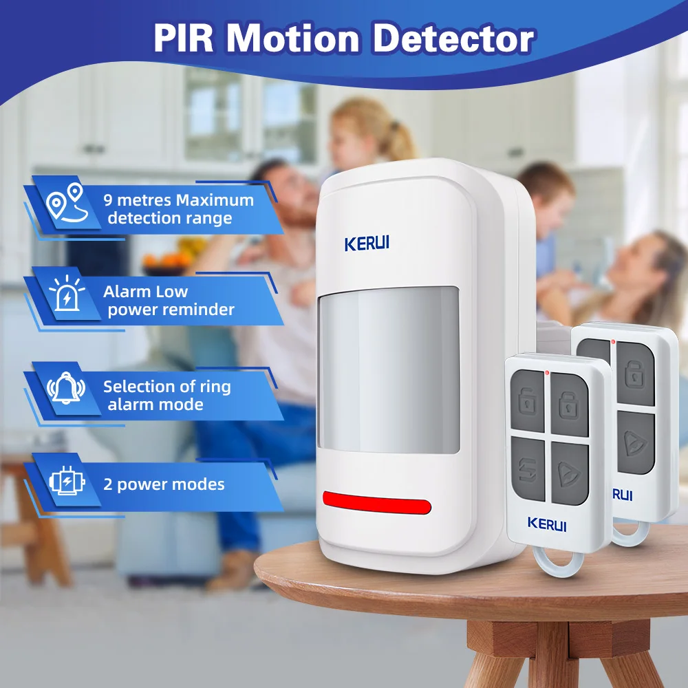 KERUI Bewegungsmelder mit Alarm, PIR-Alarmsystem, Bewegungsmelder mit Fernbedienung, Infrarotsensor, Hausalarm für das Geschäftsbüro